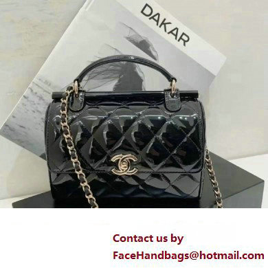 Chanel Patent Calfskin  &  Gold-Tone Metal Small box bag AS4511 Black 2023